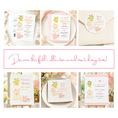 Invitation Gingham Aquarelle Citron Rose Bébé Fille