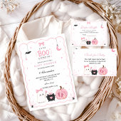 Invitation Fête de bébé Little Boo rose