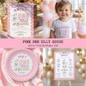 Invitation Pink One Silly Goose - Girl First Birthday Photo
