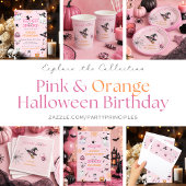 Invitation Fête d'anniversaire Halloween rose
