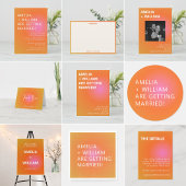 Save The Date Retro Orange Pink Bold Gradient Photo Wedding 