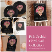 Elegant Roze Bloemenschedel Halloween Retouradres Etiket
