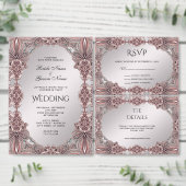 Faire-part de mariage ornementale rose (Personnalisez la collection de ce créateur indépendant.)