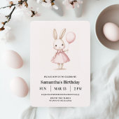 Invitations En Vélin Pâques Pink Pastel "Un lapin"