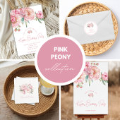 Sticker Rond Pink Peony Birthday