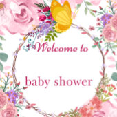 Signe De Table Floral Elephant  Baby Shower Welcome Sign.