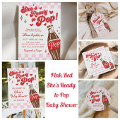 Invitation Pink Red She's Ready to Pop Baby Shower