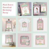 Invitations d'anniversaire du carnaval rose Retro