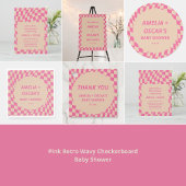 Serviette En Papier Pink Wavy Checker Couples Baby Shower Names