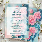 Roze Rozen Schilderij Bruidsdouche CUSTOM Cadeaulabel