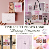 Roze Script Logo QR Code Foto Waterverf Make-up Draagtas