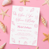 Poster Pink Coastal Beach Baby Shower Diaper Raffle 