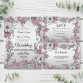 Save The Date Rose Argent Blanc Floral Enregistrer La Date (Personnalisez la collection de ce créateur indépendant.)