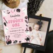 Invitation Éffrayant Halloween rose 1er anniversaire