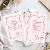 Invitation Baby shower de la boîte de coquette à bande rose