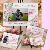Étiquette d'adresse de mariage à vague rose et flo