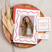Invitation Cadre rose Wavy Trame Trendy Graduation