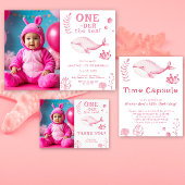 Roze Walvis Oneder Zee 1e Verjaardag Bedankkaart