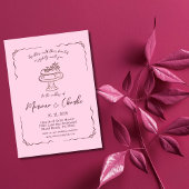 Menu Whimsical Pink Hand Drawn Illustrated Wedding