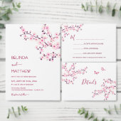 Carte D'accompagnement Détails de code QR de mariage rose blanc de fleur (Personnalisez la collection de ce créateur indépendant.)