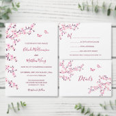 Carte D'accompagnement Cherry Blossom Pink White Wedding Details (Personnalisez la collection de ce créateur indépendant.)