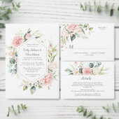 Blush roze rozen en Eucalyptus Enclosure-kaarten Informatiekaartje (Personaliseer de collectie van deze zelfstandige maker.)