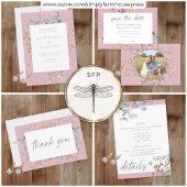 Cartons Réponse Pink Wildflower Garden Elegant Wedding