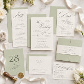 Menu Mariage au Script Vert Pistache