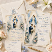 Invitation Messe de mariage florale mariale catholique