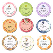 Rode gingham geruite zelfgemaakte appeljam label