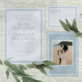 Save The Date Elegant Coastal Blue Modern Wedding Photo