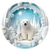 Poster Ours polaire avec petit Océan Arctique Hiver blanc