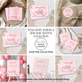 Invitation Pink Bow Baby Girl with Polka Dot