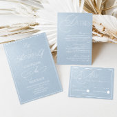 Cartons Réponse Mariage romantique de luxe bleu perle