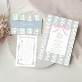 Carte de remerciements | Baby shower à rayures flo