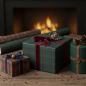 Preppy Christmas Dark Green Plaid Inpakpapier Vel