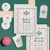 Roze Pickleball Retro Elegant Verjaardagsfeest Kaart