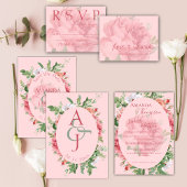 Carte Joli Blush Floral Monogramme Mariage Enregistrer L