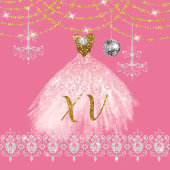 Invitation Elégante Quincañera Parties scintillant rose et or