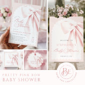 Pretty Cute Pink Bow Baby Shower Stickers