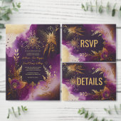Invitation Parties scintillant aquarelle violet et or Mariage (Personnalisez la collection de ce créateur indépendant.)
