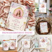 Invitation Princesse Fairytale Pink Gold Cute Girl'anniversai