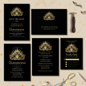 Save The Date Quinceañera Calligraphie Or Princesse Tiara Couron