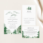 Papier Dîner de répétition de forêt d'aquarelle Invitatio