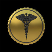 Porte-bloc Professional Medical 3D Gold Caduceus Emblem