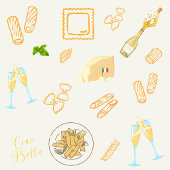 Étiquette Anniversaire Prosecco et Pâtes