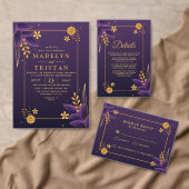 Cartes de menu de mariage floral esthétique violet (Personnalisez la collection de ce créateur indépendant. )