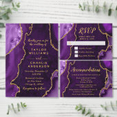 Purple and Gold Agate Wedding Program Programma (Personaliseer de collectie van deze zelfstandige maker.)