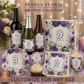 Gobelets En Papier Fleur violet blanc 40e anniversaire