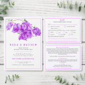 Invitation En Aluminium Bougainvillea argent violet mariage d'aquarelle (Personnalisez la collection de ce créateur indépendant.)